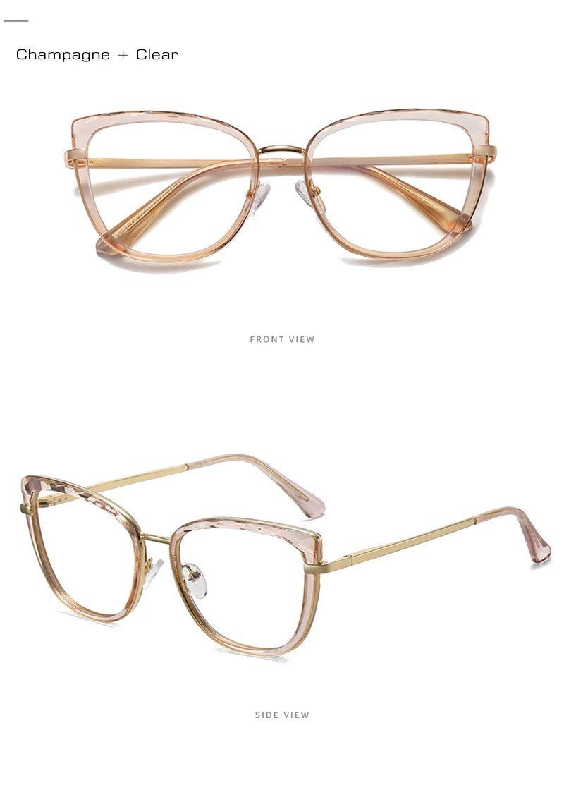Retro Anti Blue Light Cat Eye|Women Men| Glasses Frame Fashion TR90 Metal Spring Hinge Optical Eyewear|Computer Anti-Blue light Eyeglasses