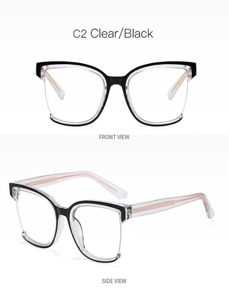 Oversized Square Eyeglasses Colorful Frames for |Women Men|Anti Blue Light Glasses Frame| Optical Computer Fashion Eyewear