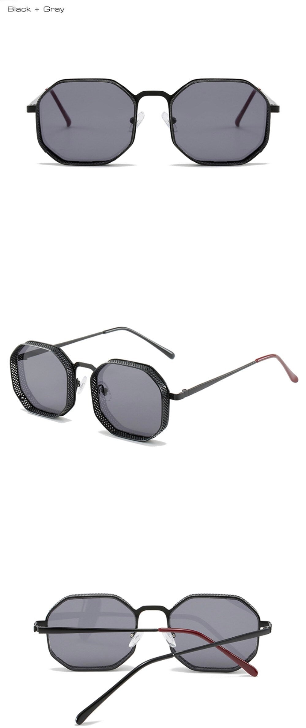 Summer glasses Retro Metal Steampunk |Polygon Square Hollow Sunglasses |Women Men|Fashion Mirror Gradient Shades |UV400 Sun Glasses