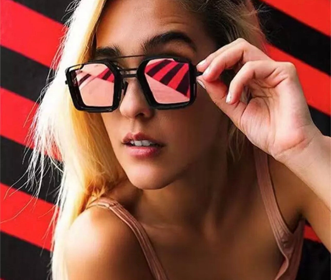 Summer Retro Metal Unisex Steampunk Square Double Bridges Sunglasses |Women Men|Eyeglasses Shades |Gradient Mirror| Punk Sun Glasses