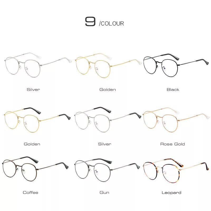 Classic Anti-Blue Light Glasses|Frame Brand Designer Fashion Eyeglasses |Round Metal Glasses Optical Frames Computer Glasses