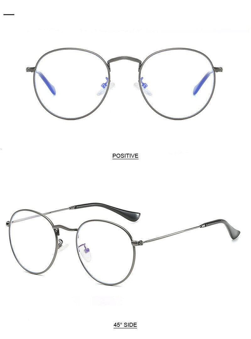 Classic Anti-Blue Light Glasses|Frame Brand Designer Fashion Eyeglasses |Round Metal Glasses Optical Frames Computer Glasses