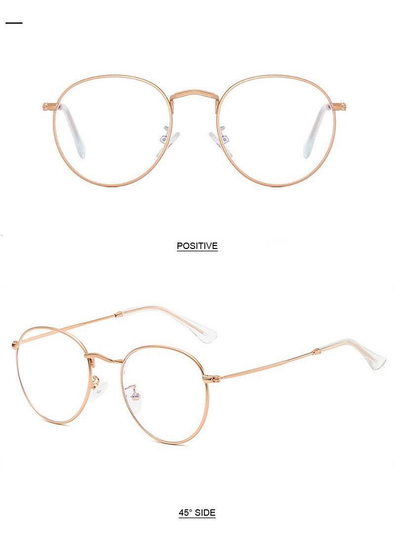 Classic Anti-Blue Light Glasses|Frame Brand Designer Fashion Eyeglasses |Round Metal Glasses Optical Frames Computer Glasses