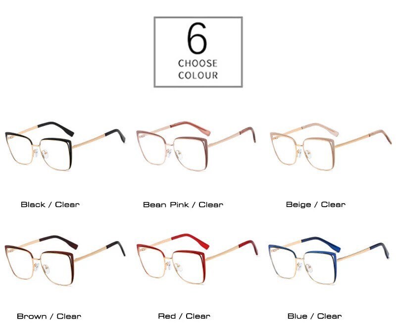 Retro Cat Eye Metal Eyeglasses Frame|Women Men|Fashion Clear Anti Blue Light Optical Eyewear| Square Frame Computer Goggle