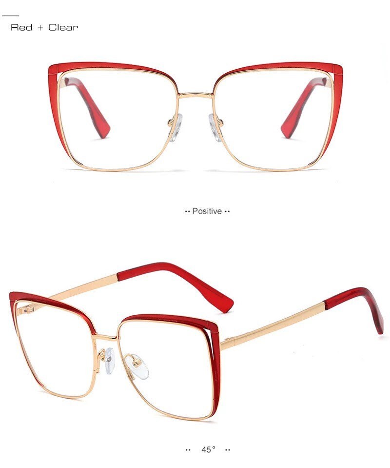 Retro Cat Eye Metal Eyeglasses Frame|Women Men|Fashion Clear Anti Blue Light Optical Eyewear| Square Frame Computer Goggle