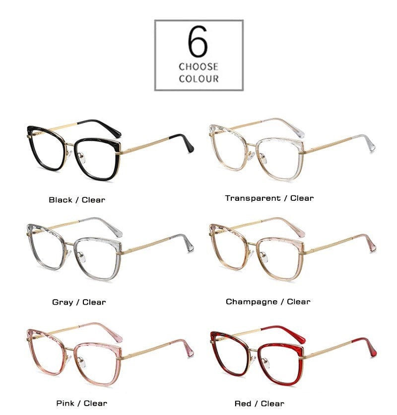 Retro Anti Blue Light Cat Eye|Women Men| Glasses Frame Fashion TR90 Metal Spring Hinge Optical Eyewear|Computer Anti-Blue light Eyeglasses
