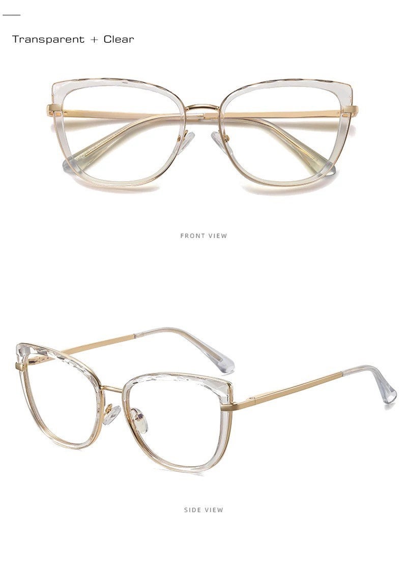 Retro Anti Blue Light Cat Eye|Women Men| Glasses Frame Fashion TR90 Metal Spring Hinge Optical Eyewear|Computer Anti-Blue light Eyeglasses