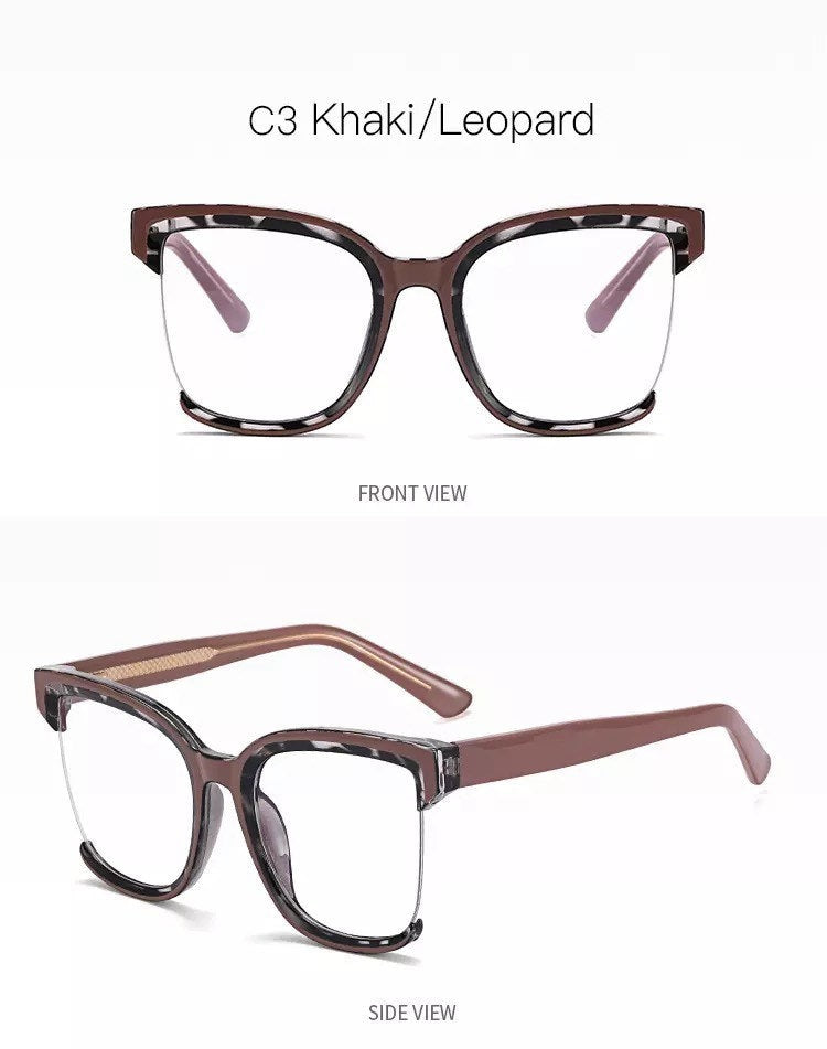 Oversized Square Eyeglasses Colorful Frames for |Women Men|Anti Blue Light Glasses Frame| Optical Computer Fashion Eyewear