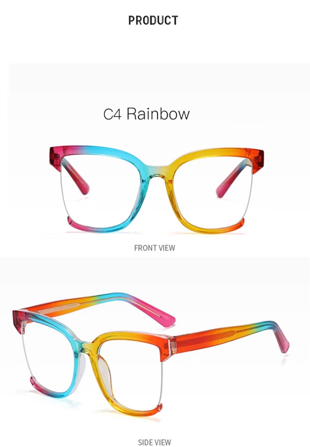 Oversized Square Eyeglasses Colorful Frames for |Women Men|Anti Blue Light Glasses Frame| Optical Computer Fashion Eyewear