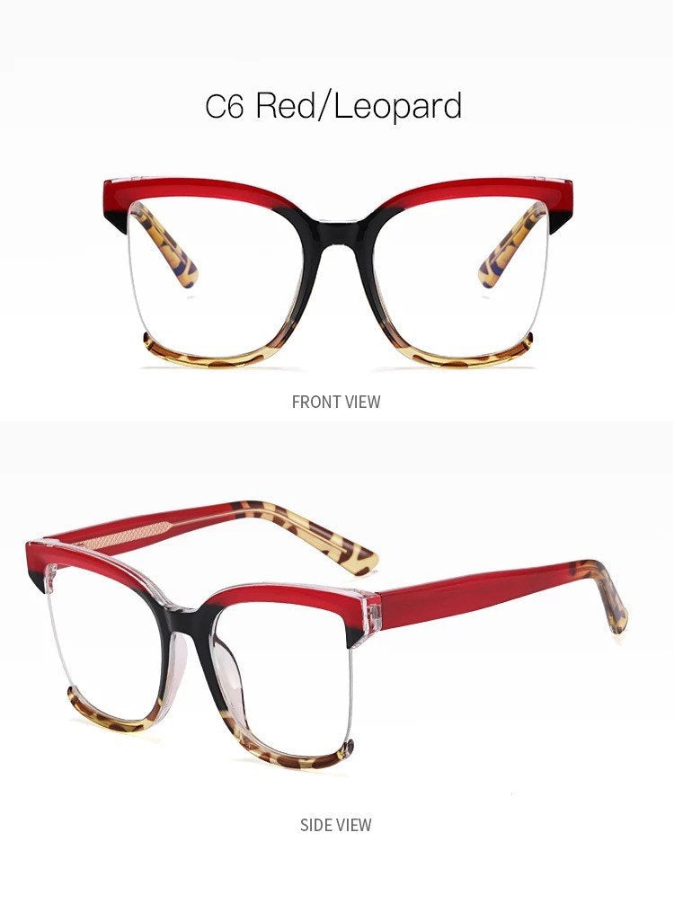 Oversized Square Eyeglasses Colorful Frames for |Women Men|Anti Blue Light Glasses Frame| Optical Computer Fashion Eyewear