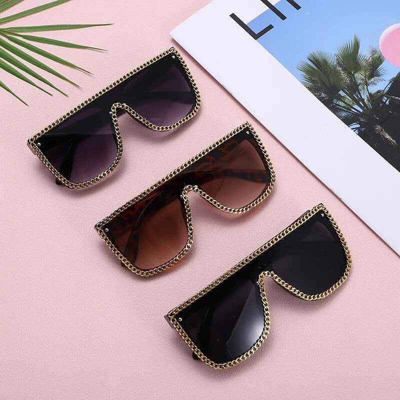 Vintage Punk Diamond Square Sunglasses|Men Women| Brand Design Fashion One Piece Eyeglasses |Retro Shades Glasses frames