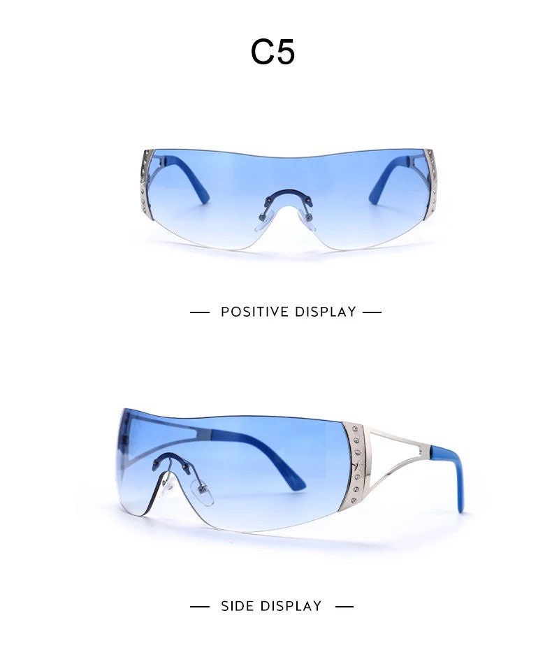 2000’S Retro One Piece Sunglasses|Women Men|Luxury Oversized Wrap Around Sun Glasses |UV400 Ladies 2022 New Fashion Eyewear Shades