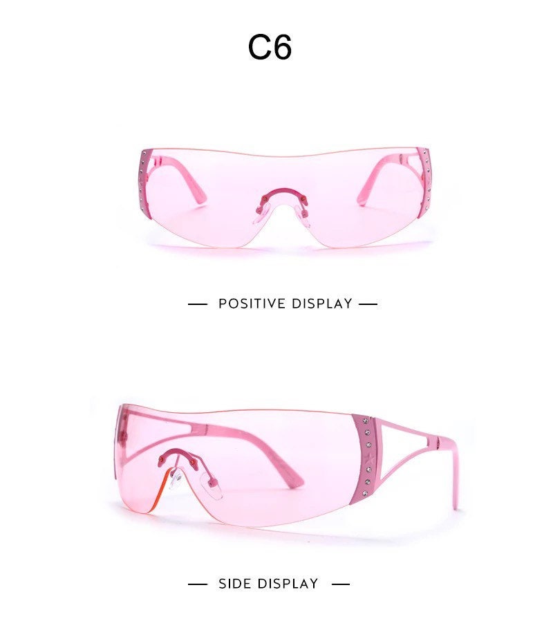 2000’S Retro One Piece Sunglasses|Women Men|Luxury Oversized Wrap Around Sun Glasses |UV400 Ladies 2022 New Fashion Eyewear Shades