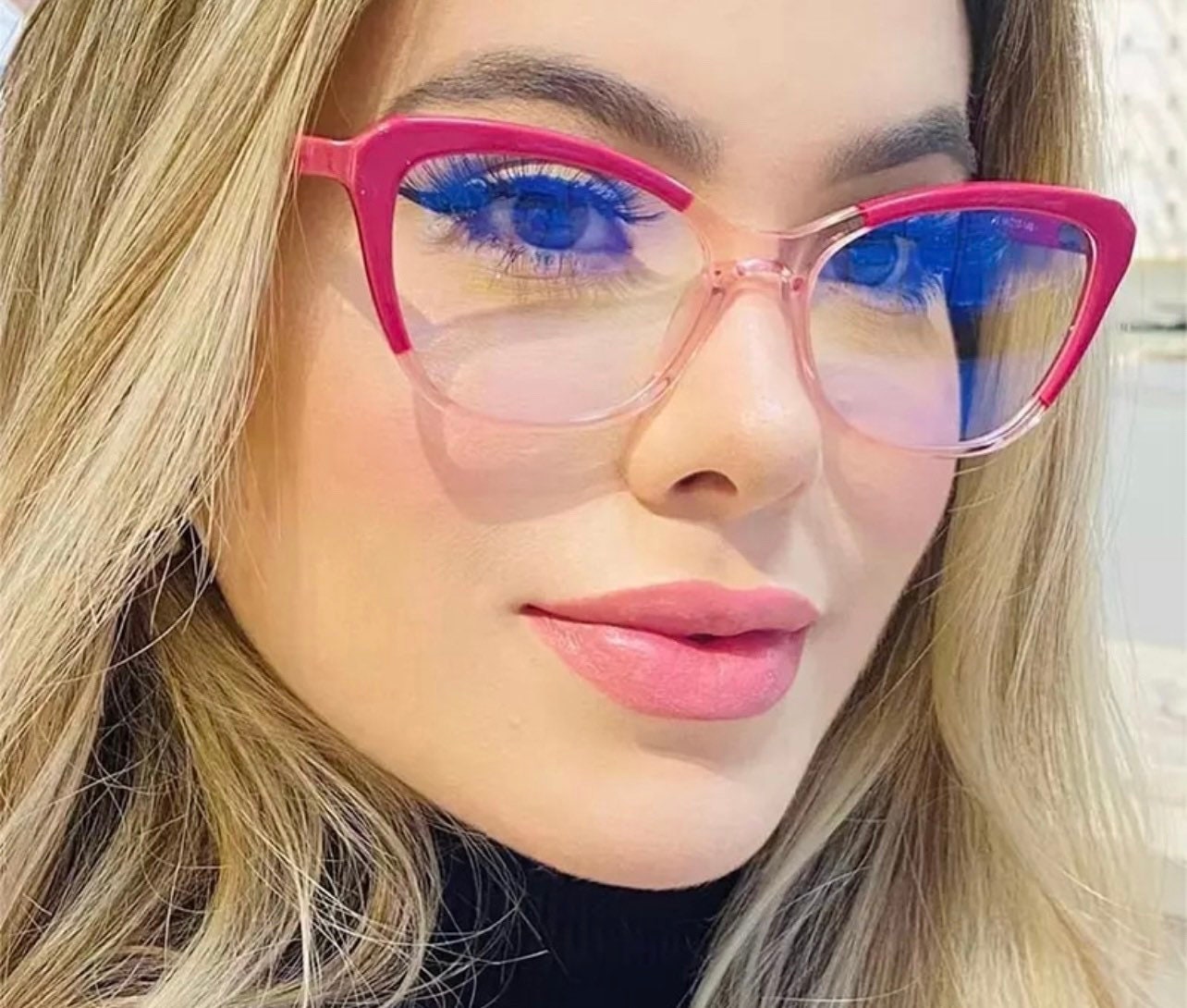Fashion TR90 Clear Anti-Blue Light|Women Men|Glasses Frame Retro Spring Hinge|Optical Cat Eye Double Color Frame