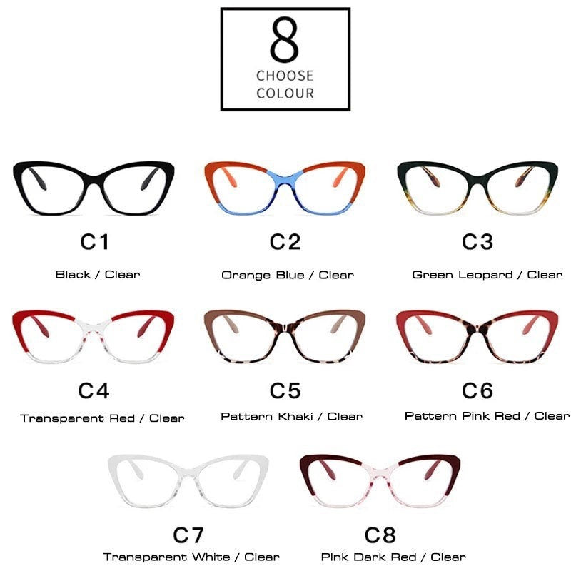 Fashion TR90 Clear Anti-Blue Light|Women Men|Glasses Frame Retro Spring Hinge|Optical Cat Eye Double Color Frame