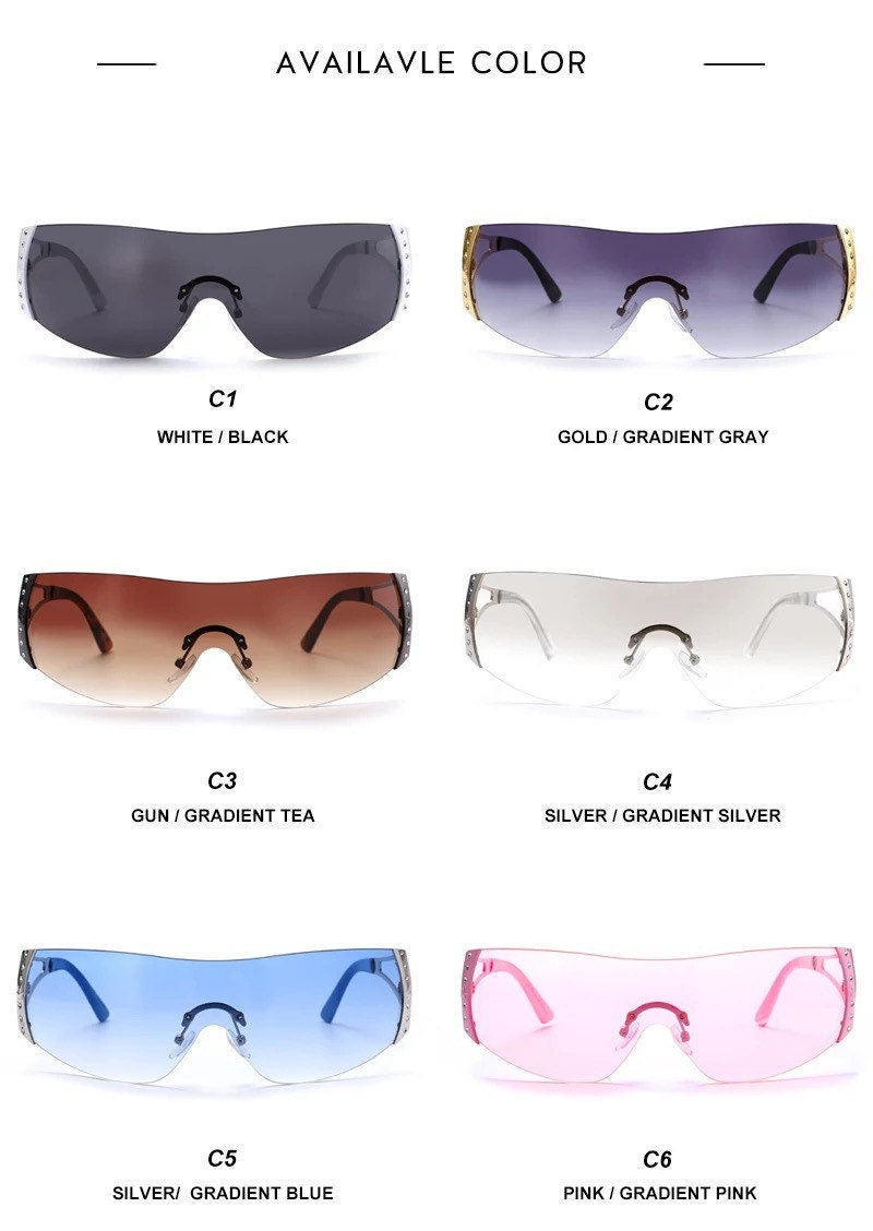 2000’S Retro One Piece Sunglasses|Women Men|Luxury Oversized Wrap Around Sun Glasses |UV400 Ladies 2022 New Fashion Eyewear Shades