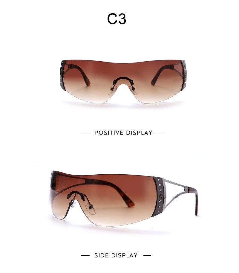 2000’S Retro One Piece Sunglasses|Women Men|Luxury Oversized Wrap Around Sun Glasses |UV400 Ladies 2022 New Fashion Eyewear Shades
