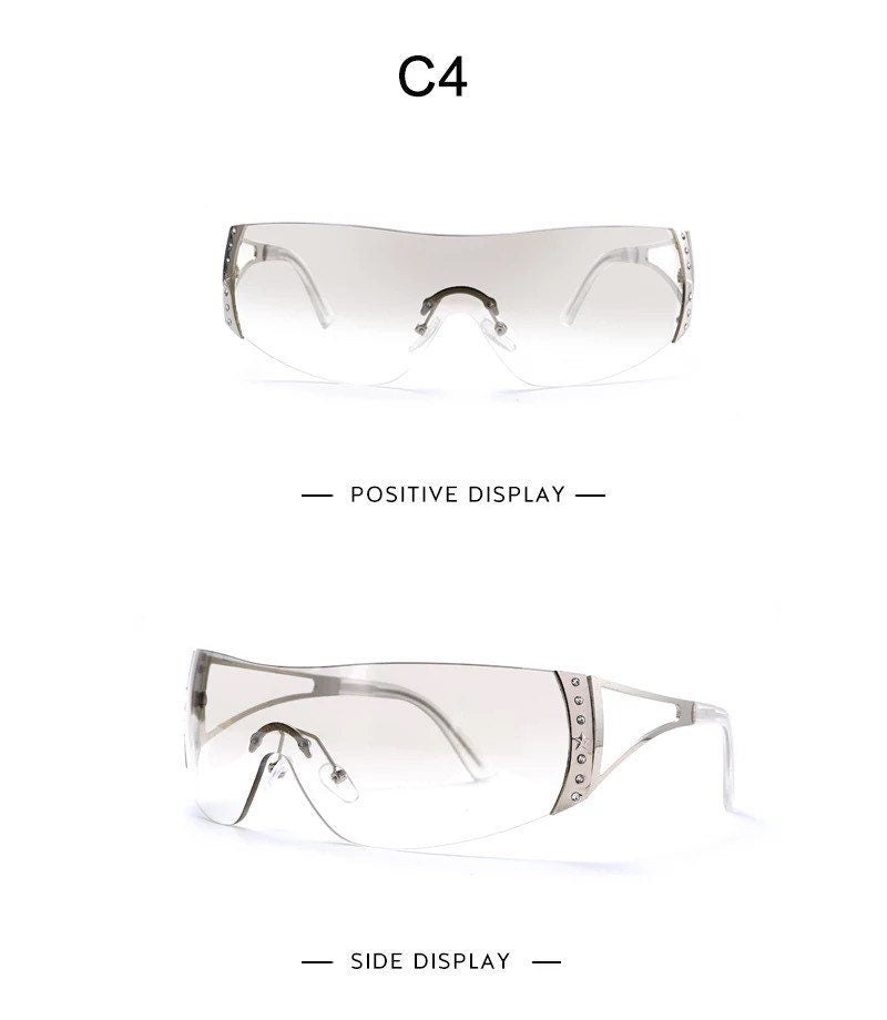 2000’S Retro One Piece Sunglasses|Women Men|Luxury Oversized Wrap Around Sun Glasses |UV400 Ladies 2022 New Fashion Eyewear Shades