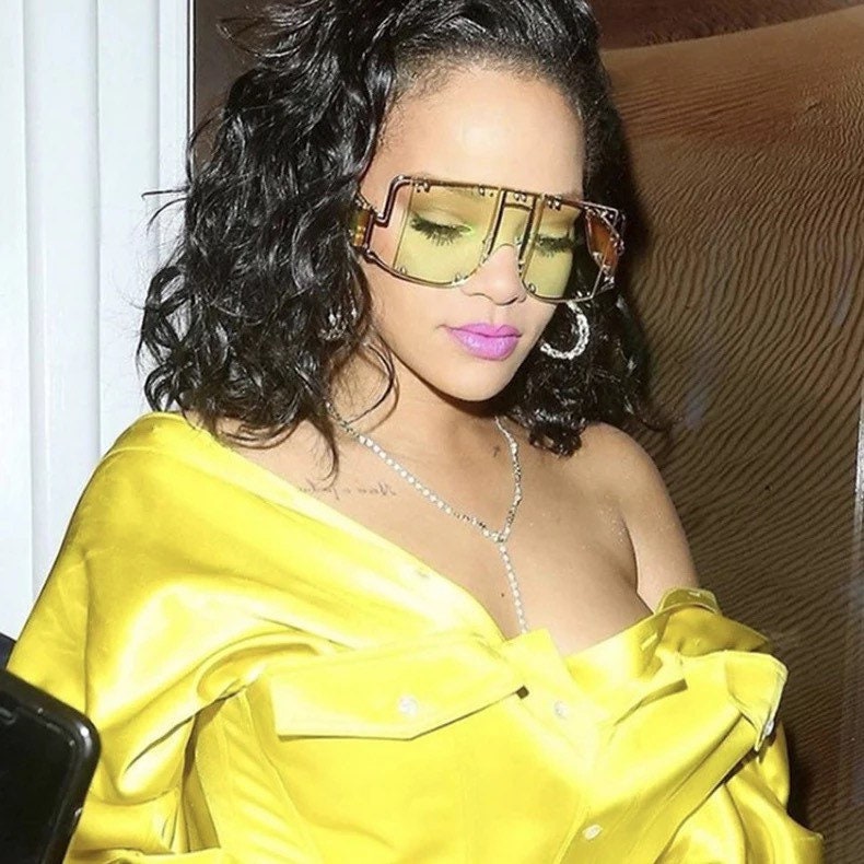 Fashion Rivet Square Sunglasses| Women Men| 2022 Luxury Brand Oversized Mirror Metal Glasses| Shades UV400 Unique Female Eyewear