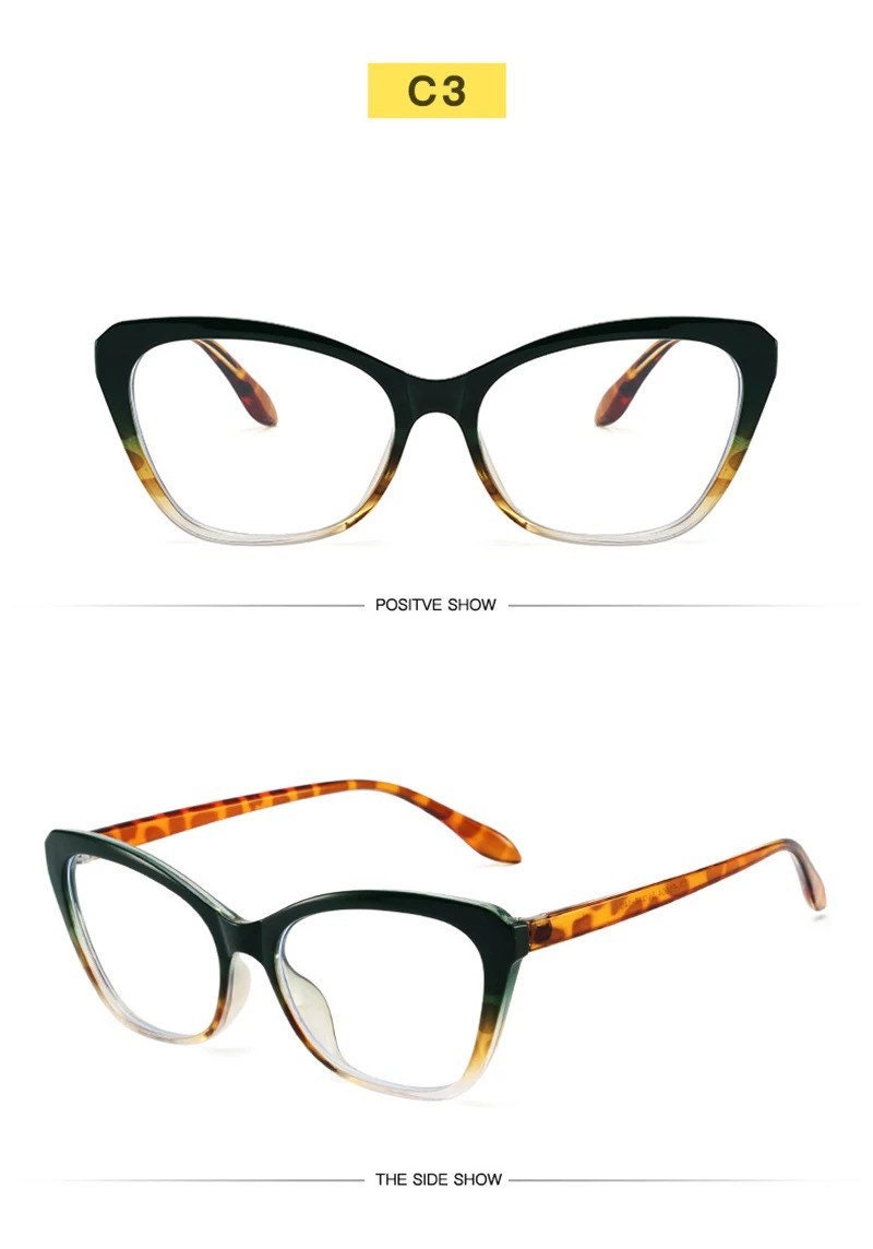 Fashion TR90 Clear Anti-Blue Light|Women Men|Glasses Frame Retro Spring Hinge|Optical Cat Eye Double Color Frame