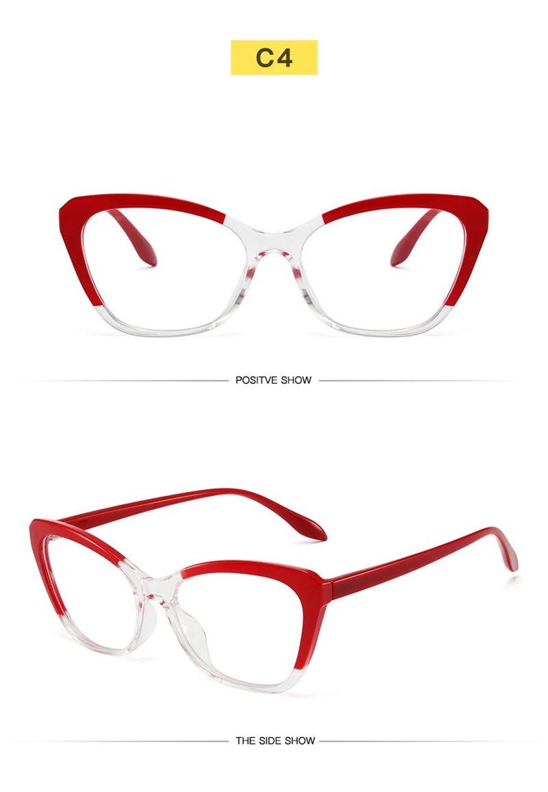Fashion TR90 Clear Anti-Blue Light|Women Men|Glasses Frame Retro Spring Hinge|Optical Cat Eye Double Color Frame