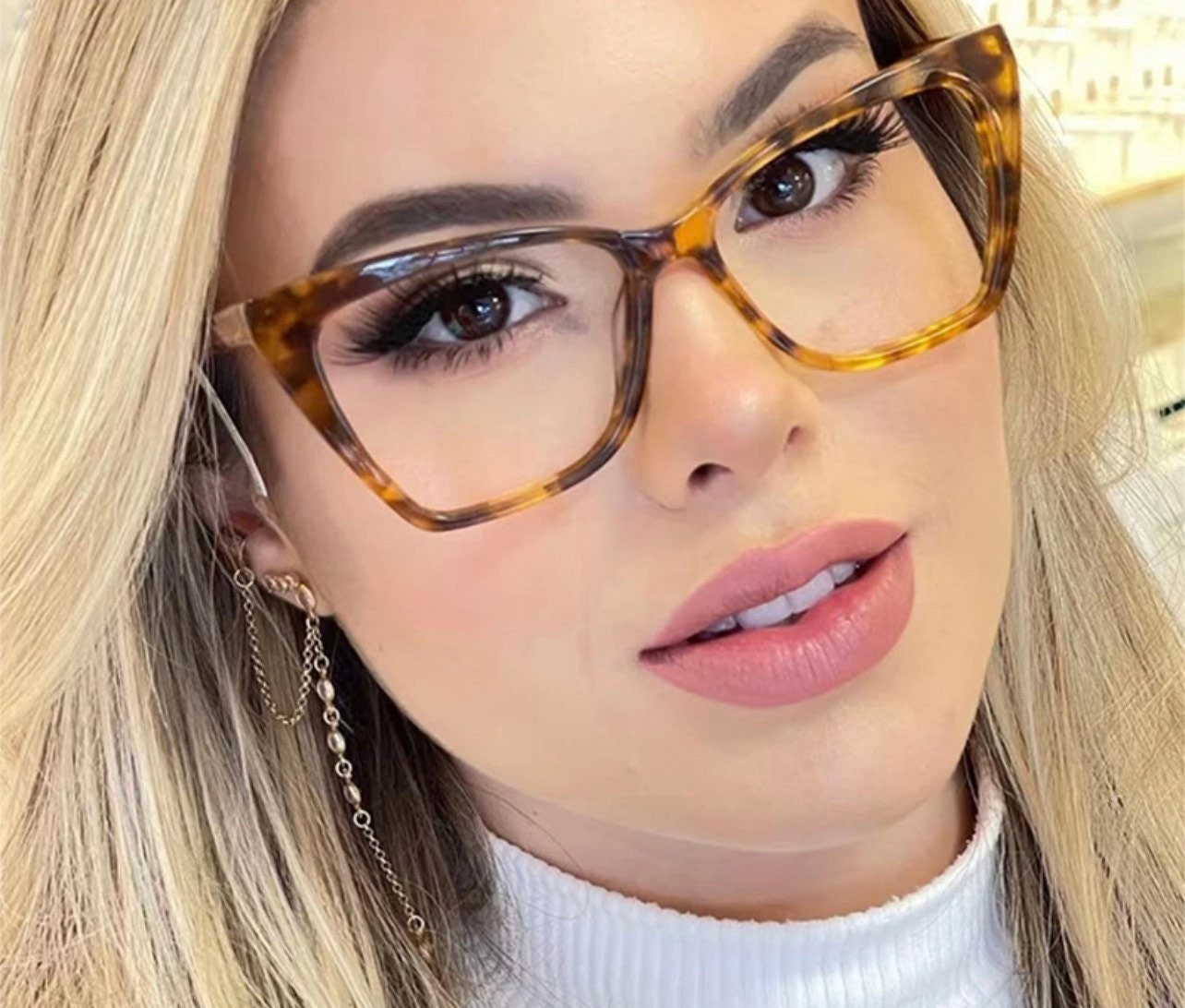 Cat Eye Women Men Glasses Frame |Fashion Clear Anti-blue Light Eyewear |Retro Spring Hinge Optical Frame TR90|Eyeglasses frames