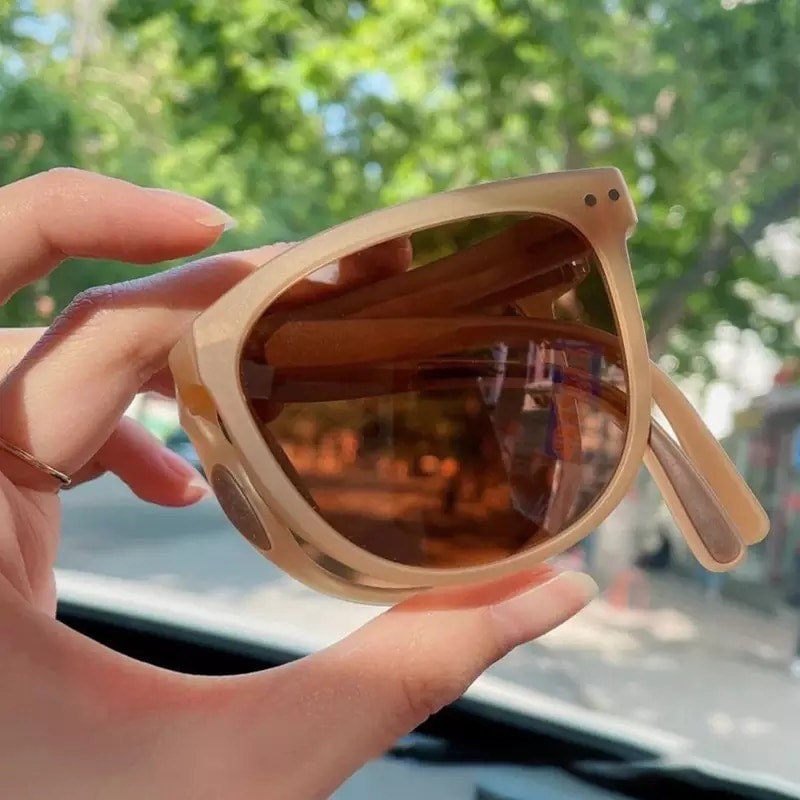 Fashion Foldable Sunglasses |Women Men|Ins Popular Trending Retro Rivets |Shades UV400|Glasses frames