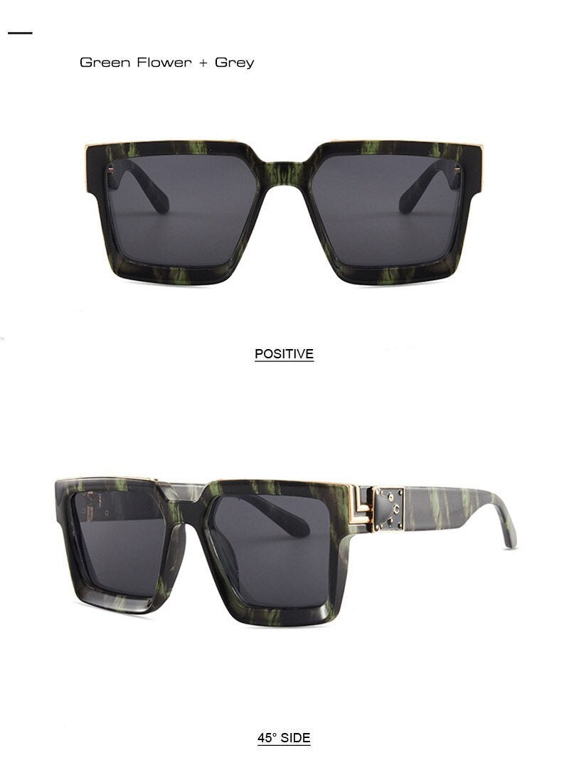 New Fashion Unisex Luxury Brand Oversize Square Sunglasses |Women Men|Flat Lens Brand Designer Glasses Frames Fashion Mirror Shades|UV400