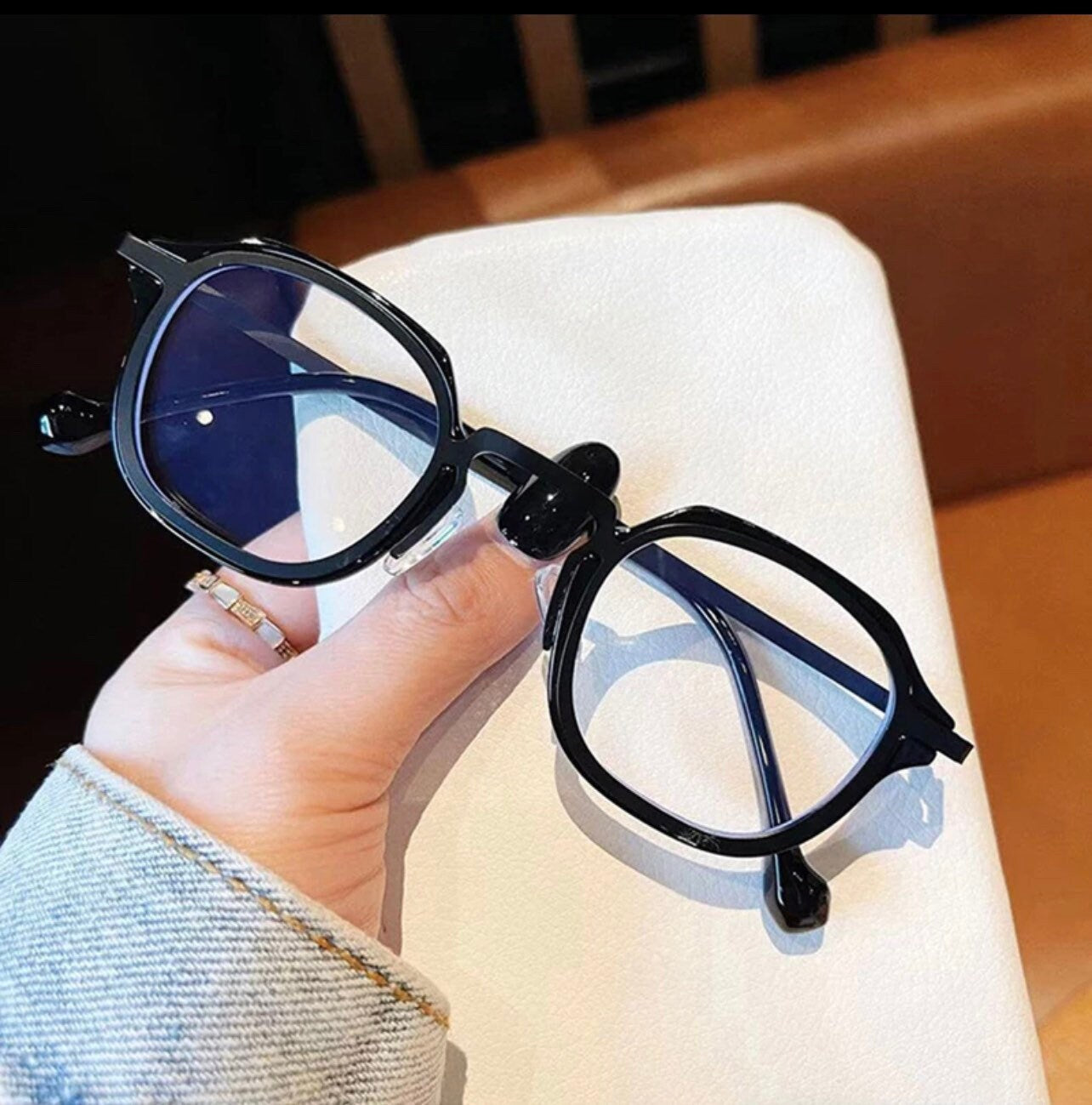 Retro TR90 Metal Square|Women Men|Optical Glasses Frame |Fashion Anti Blue Light Spring Hinge| Blue Eyeglasses Frame