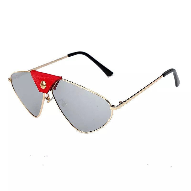 Mirror Steampunk Sunglasses|Women Men|2022 Cat Eye Pilot Sunglasses|Vintage Retro Sunglasses Eyewear Steampunk UV400 Gradient