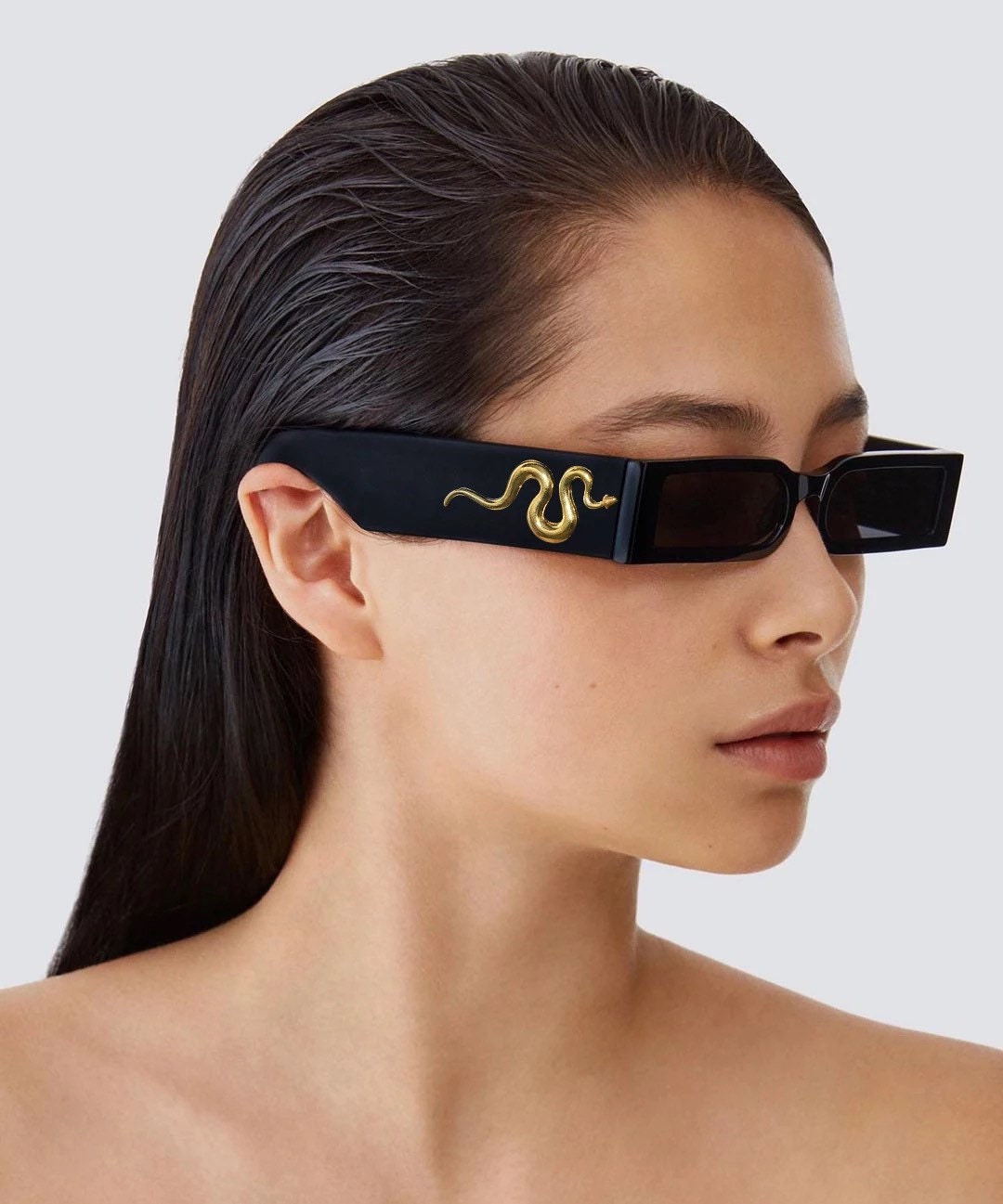 Ins Fashion Rectangle Sunglasses|Steampunk Animal Decor Leg Travel Small Eyeglasses| Luxury Brand Designer |Woman Men|Shades UV400