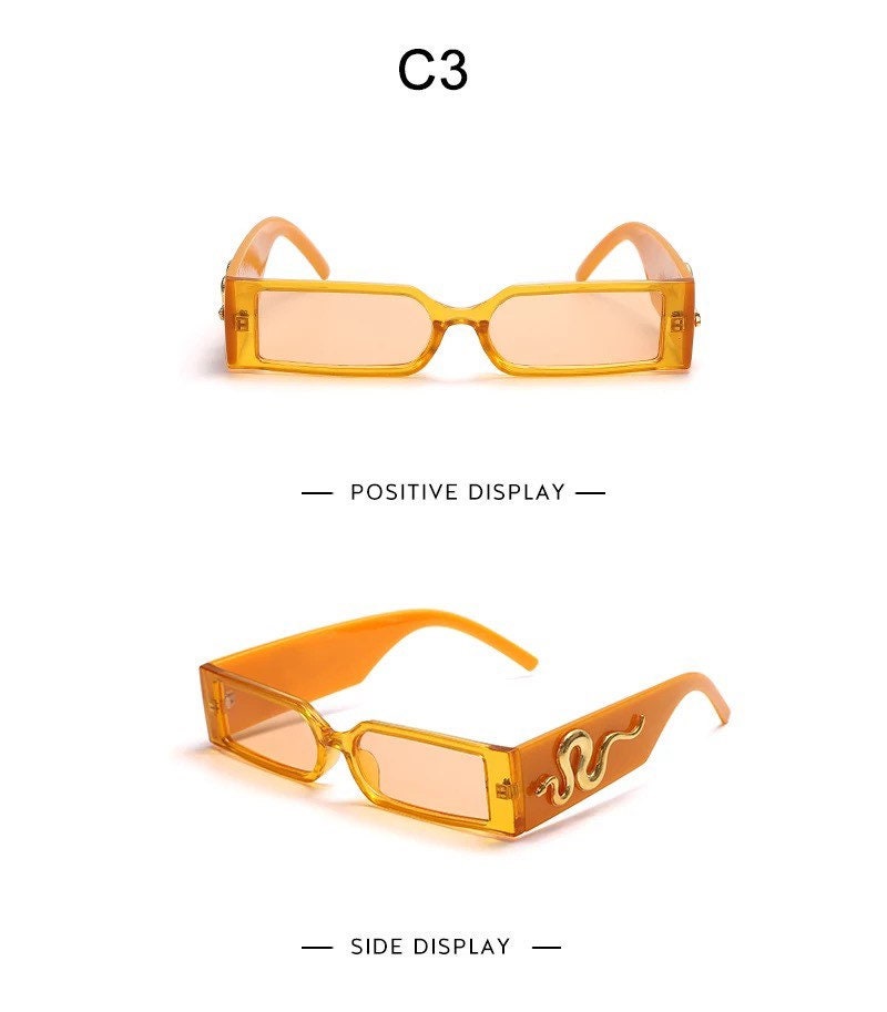 Ins Fashion Rectangle Sunglasses|Steampunk Animal Decor Leg Travel Small Eyeglasses| Luxury Brand Designer |Woman Men|Shades UV400