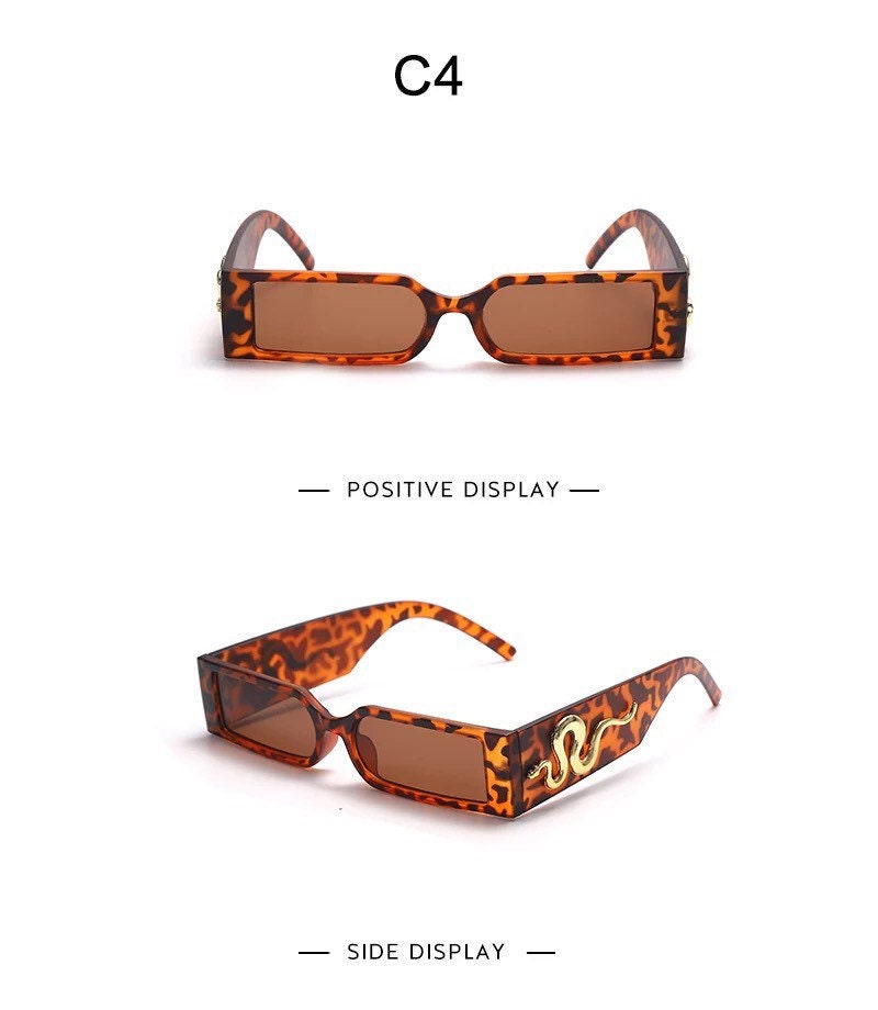Ins Fashion Rectangle Sunglasses|Steampunk Animal Decor Leg Travel Small Eyeglasses| Luxury Brand Designer |Woman Men|Shades UV400