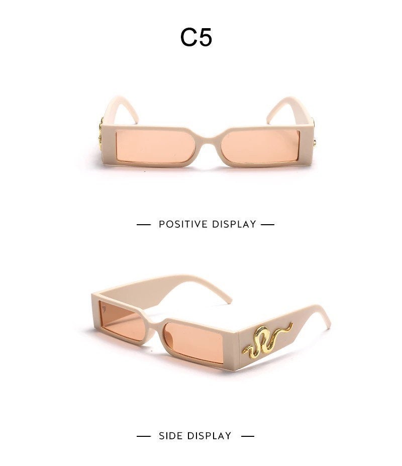 Ins Fashion Rectangle Sunglasses|Steampunk Animal Decor Leg Travel Small Eyeglasses| Luxury Brand Designer |Woman Men|Shades UV400
