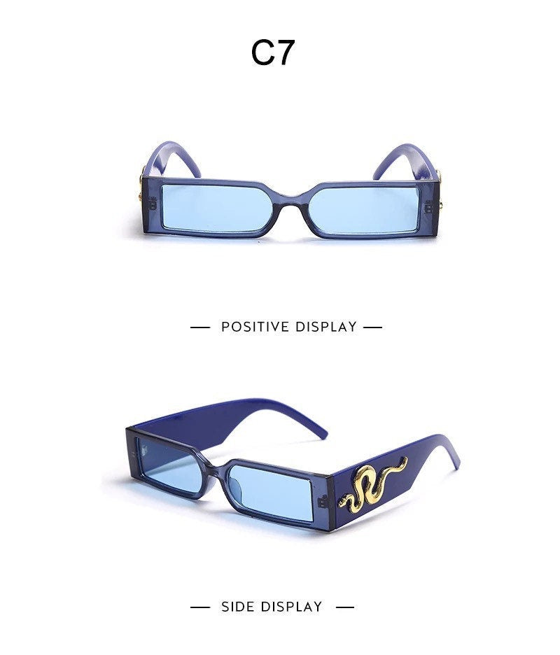 Ins Fashion Rectangle Sunglasses|Steampunk Animal Decor Leg Travel Small Eyeglasses| Luxury Brand Designer |Woman Men|Shades UV400
