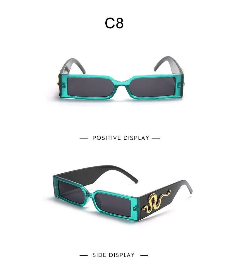 Ins Fashion Rectangle Sunglasses|Steampunk Animal Decor Leg Travel Small Eyeglasses| Luxury Brand Designer |Woman Men|Shades UV400