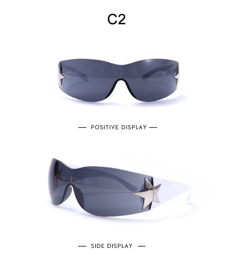 Punk Sports Sunglasses| Women Men|Brand Designer Wrap Around Sun Glasses |UV400 Goggles Shades |One Piece Fashion Eyewear
