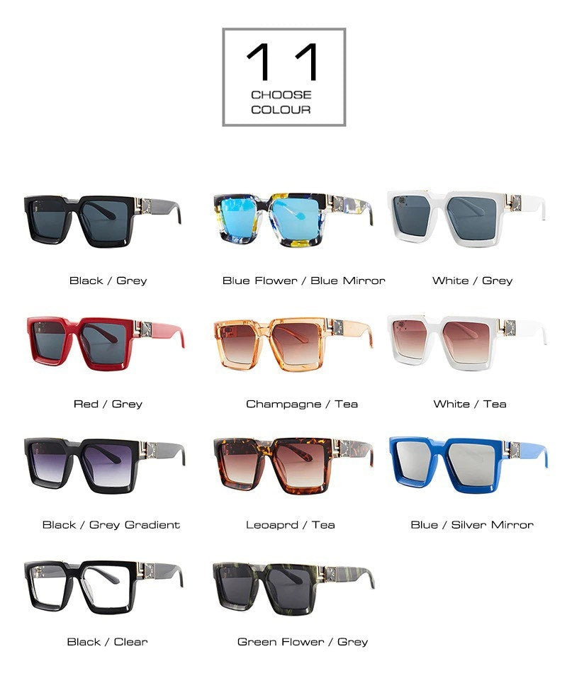 New Fashion Unisex Luxury Brand Oversize Square Sunglasses |Women Men|Flat Lens Brand Designer Glasses Frames Fashion Mirror Shades|UV400