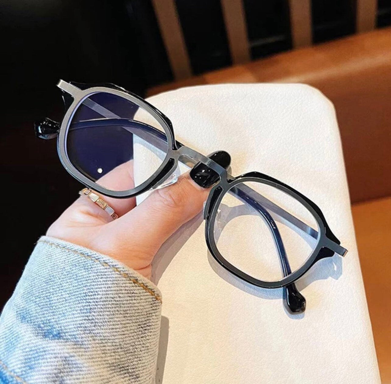 Retro TR90 Metal Square|Women Men|Optical Glasses Frame |Fashion Anti Blue Light Spring Hinge| Blue Eyeglasses Frame