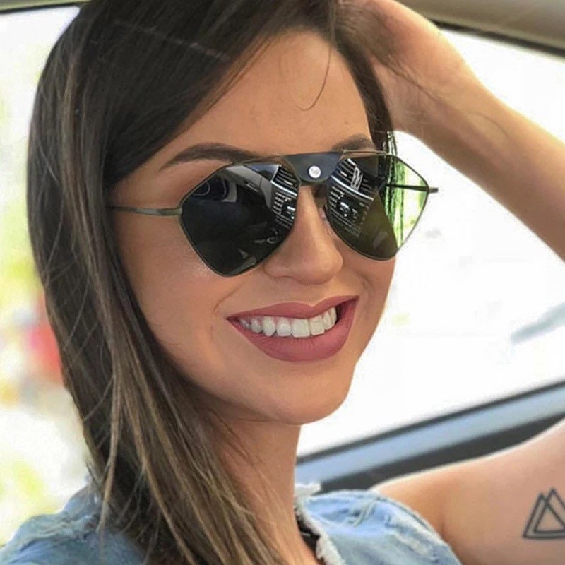 Mirror Steampunk Sunglasses|Women Men|2022 Cat Eye Pilot Sunglasses|Vintage Retro Sunglasses Eyewear Steampunk UV400 Gradient