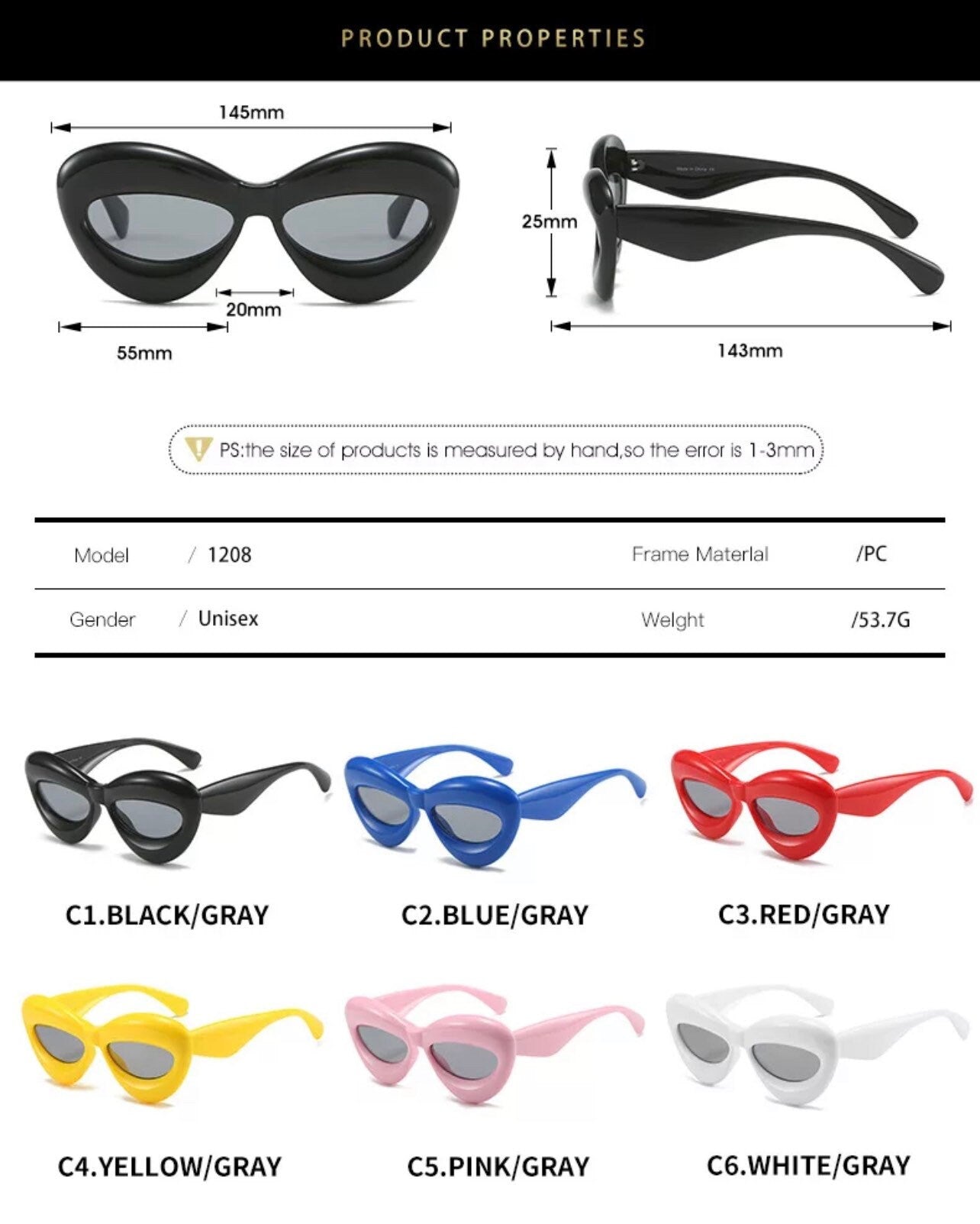 Unique Candy Color Sexy Lip Y2k Sunglasses |Women Men| Cool Triangle Oval Eyewear|Party Glasses Decoration UV400