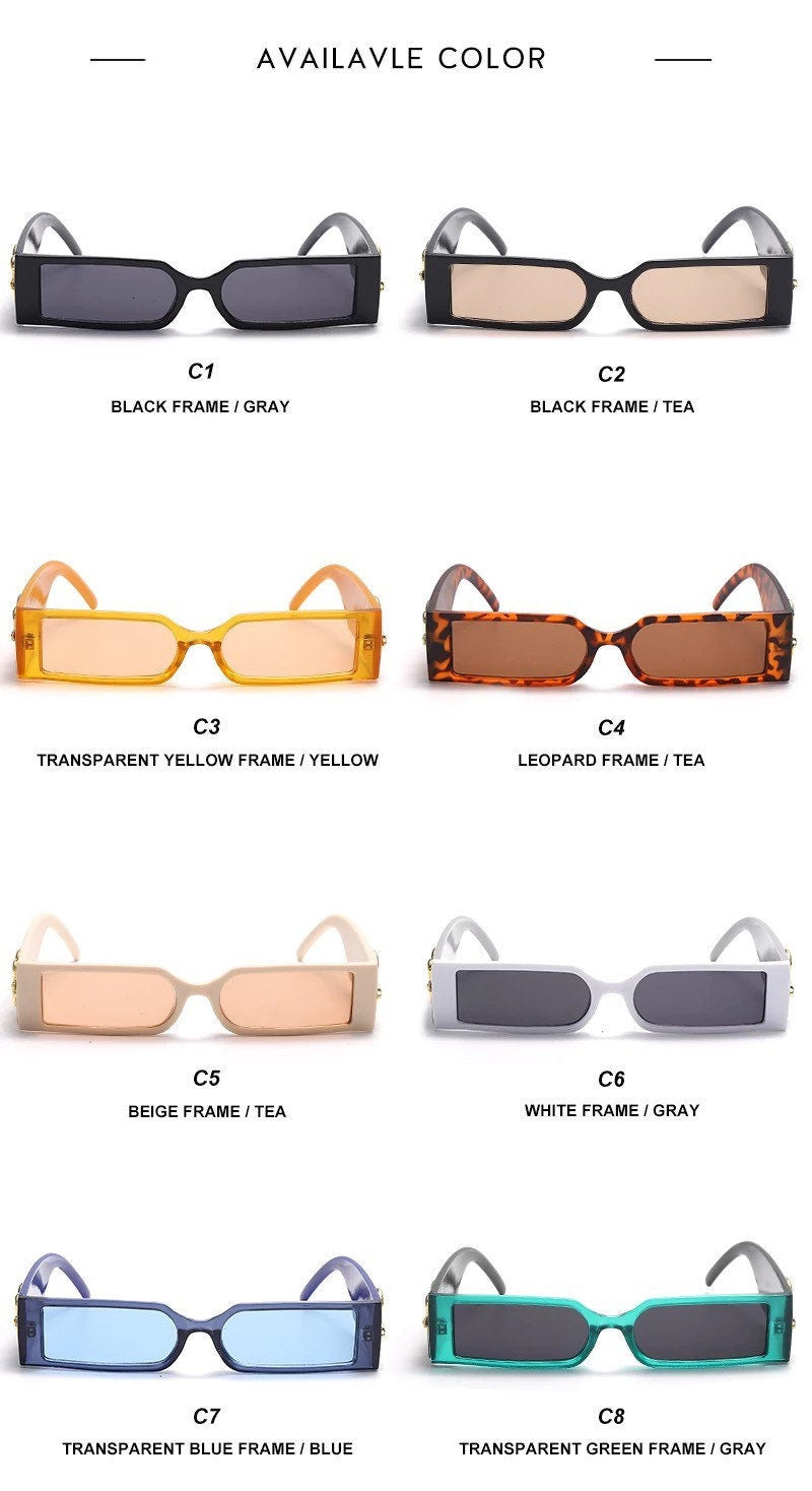 Ins Fashion Rectangle Sunglasses|Steampunk Animal Decor Leg Travel Small Eyeglasses| Luxury Brand Designer |Woman Men|Shades UV400