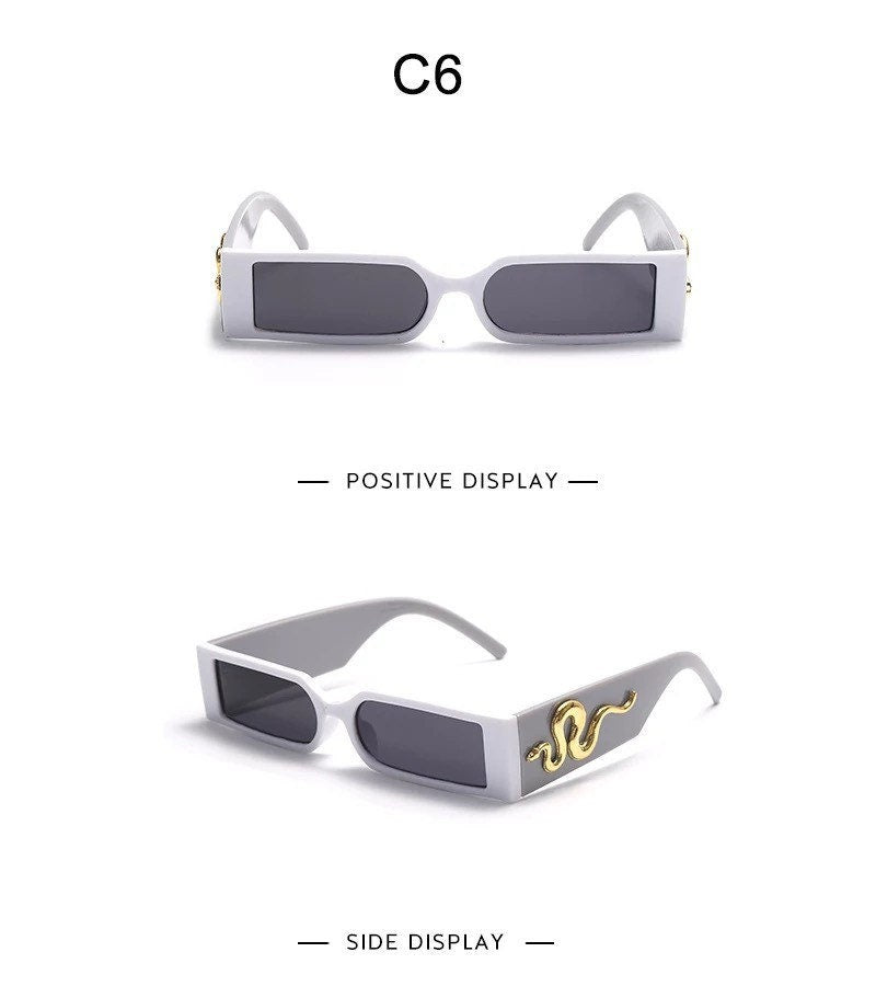 Ins Fashion Rectangle Sunglasses|Steampunk Animal Decor Leg Travel Small Eyeglasses| Luxury Brand Designer |Woman Men|Shades UV400