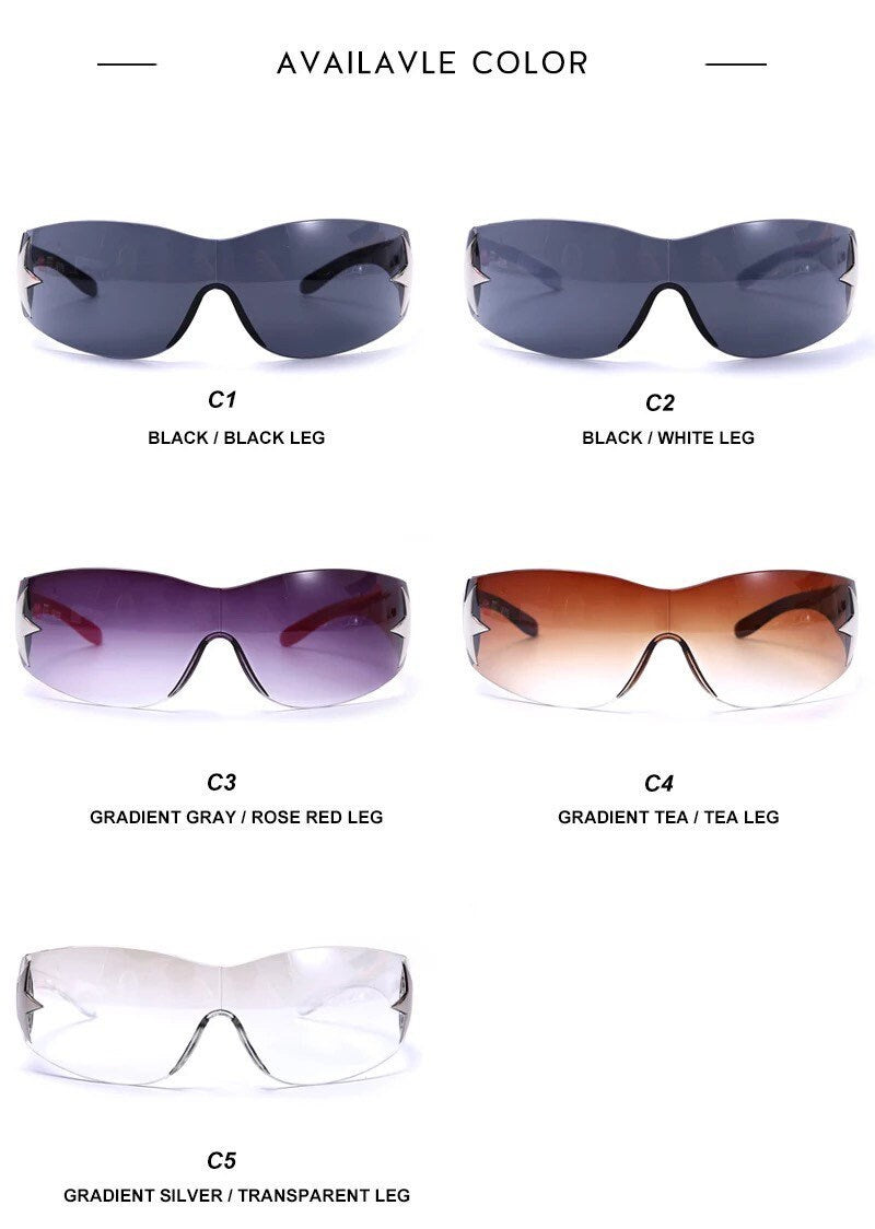 Punk Sports Sunglasses| Women Men|Brand Designer Wrap Around Sun Glasses |UV400 Goggles Shades |One Piece Fashion Eyewear