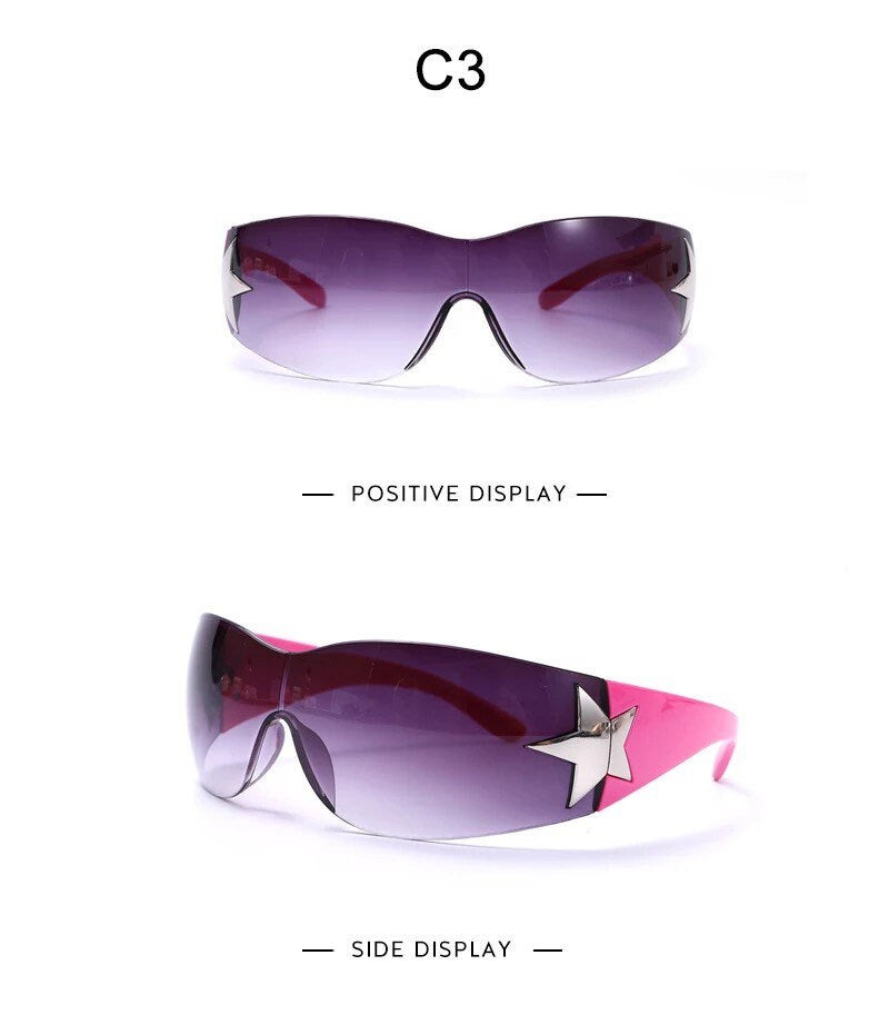 Punk Sports Sunglasses| Women Men|Brand Designer Wrap Around Sun Glasses |UV400 Goggles Shades |One Piece Fashion Eyewear