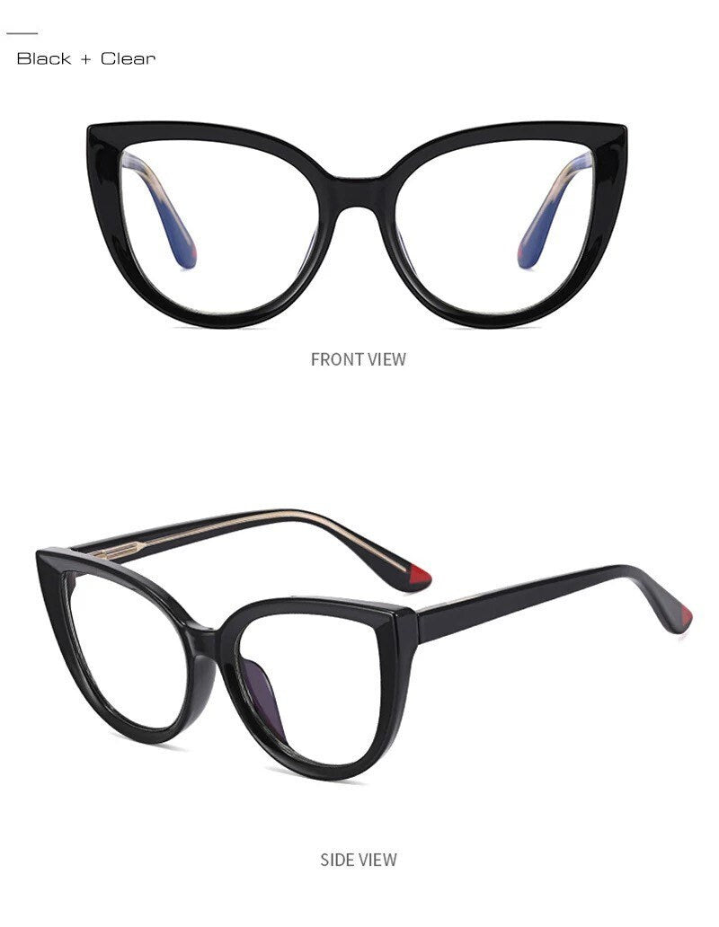 Fashion Cat Eye Spring Hinge|Women Men |Double Color |Glasses Frame Retro Anti-blue Light| Eyewear Optical Blue Green Frame