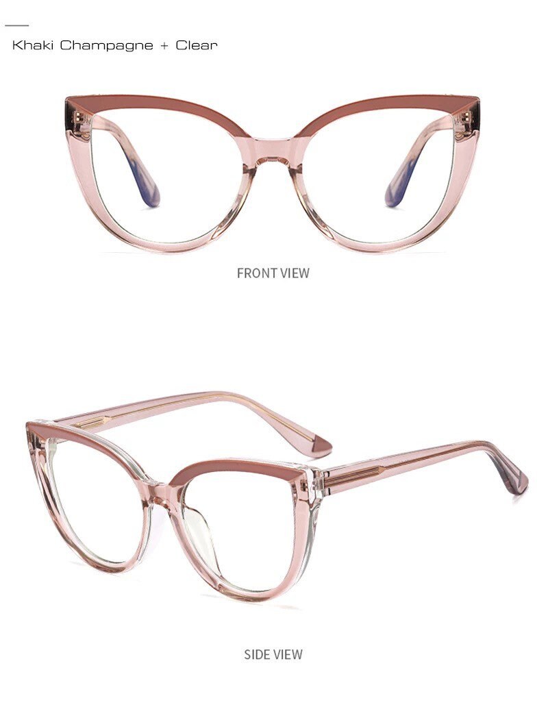 Fashion Cat Eye Spring Hinge|Women Men |Double Color |Glasses Frame Retro Anti-blue Light| Eyewear Optical Blue Green Frame