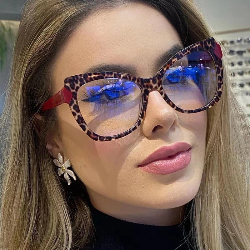 Fashion TR90 Cat Eye |Women Men| Double Color Glasses Frame |Retro Spring Hinge Clear |Anti-Blue Light Eyewear |Optical Frame