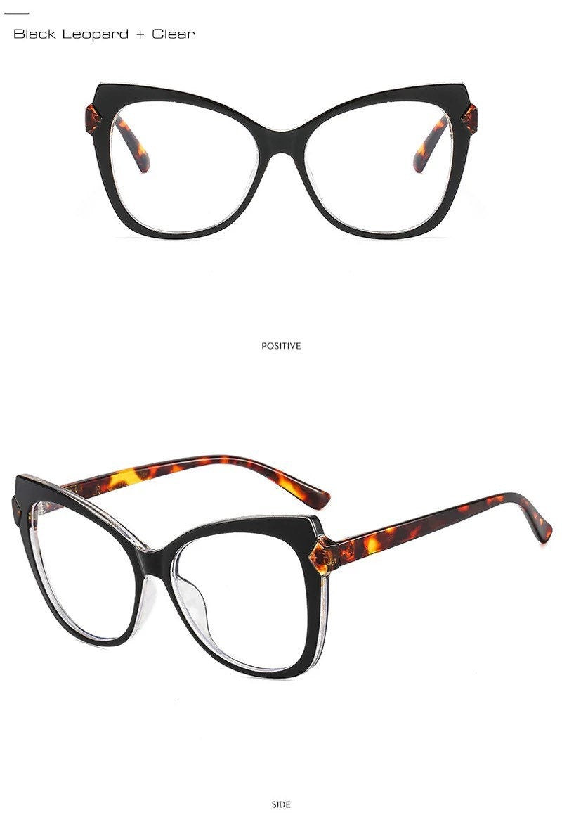 Fashion TR90 Cat Eye |Women Men| Double Color Glasses Frame |Retro Spring Hinge Clear |Anti-Blue Light Eyewear |Optical Frame
