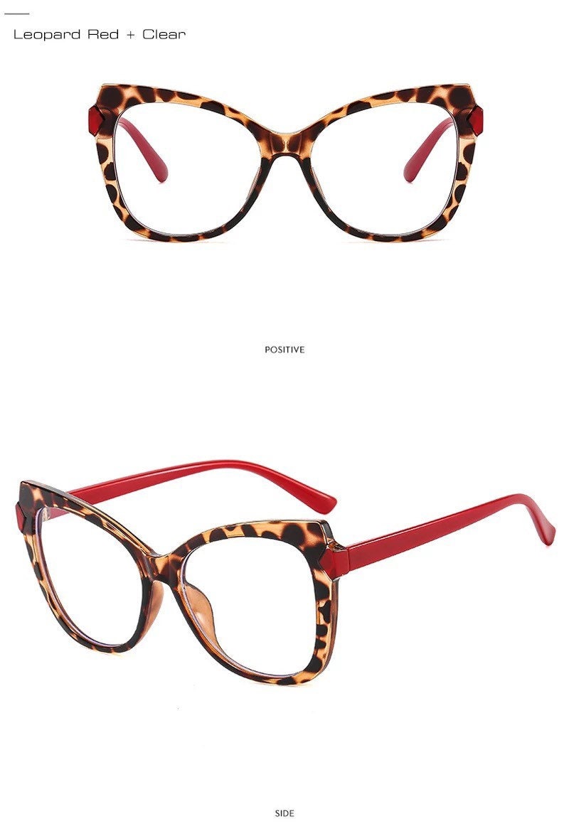 Fashion TR90 Cat Eye |Women Men| Double Color Glasses Frame |Retro Spring Hinge Clear |Anti-Blue Light Eyewear |Optical Frame